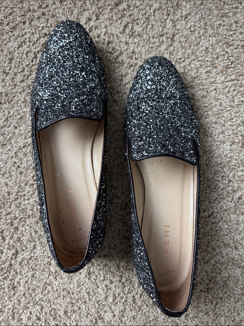 M GEMI Black Glitter Women's Loafers